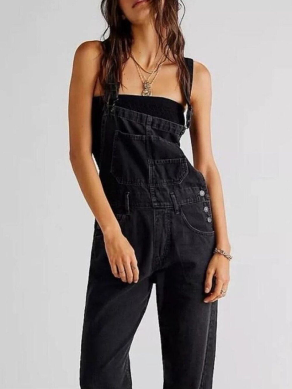 We The Free Ziggy Denim Overall in Mineral Black